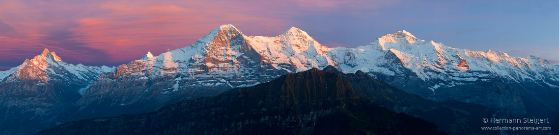 Blick von der Schynigge Platte auf Eiger, Mönch und Jungfrau