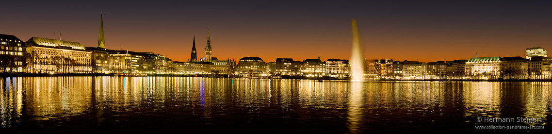 Nächtliches Lichterspiel an der Binnenalster