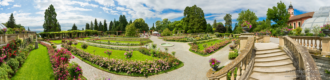 Rosengarten und Treppenaufgang auf der Insel Mainau