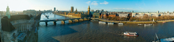 View from the top of London Eye with Westminster Bridge and the Houses of Parliament