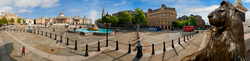  View of Trafalgar Square with the National Gallery in the background and the Nelson Column hidden on the right